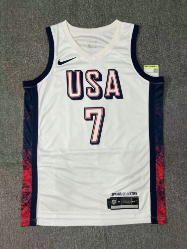 Nike Kevin Durant 7 White Mens USA Basketball 2024 Swingman Player Jersey